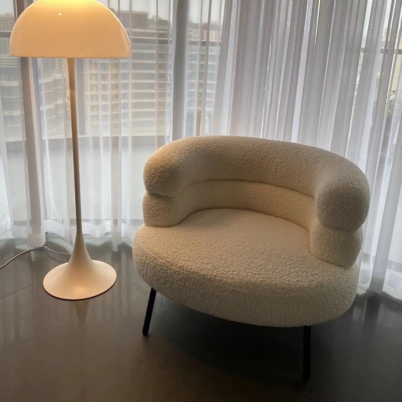 

Lamb wool lazy sofa chair living room bedroom cloakroom single casual makeup chair dresser chair