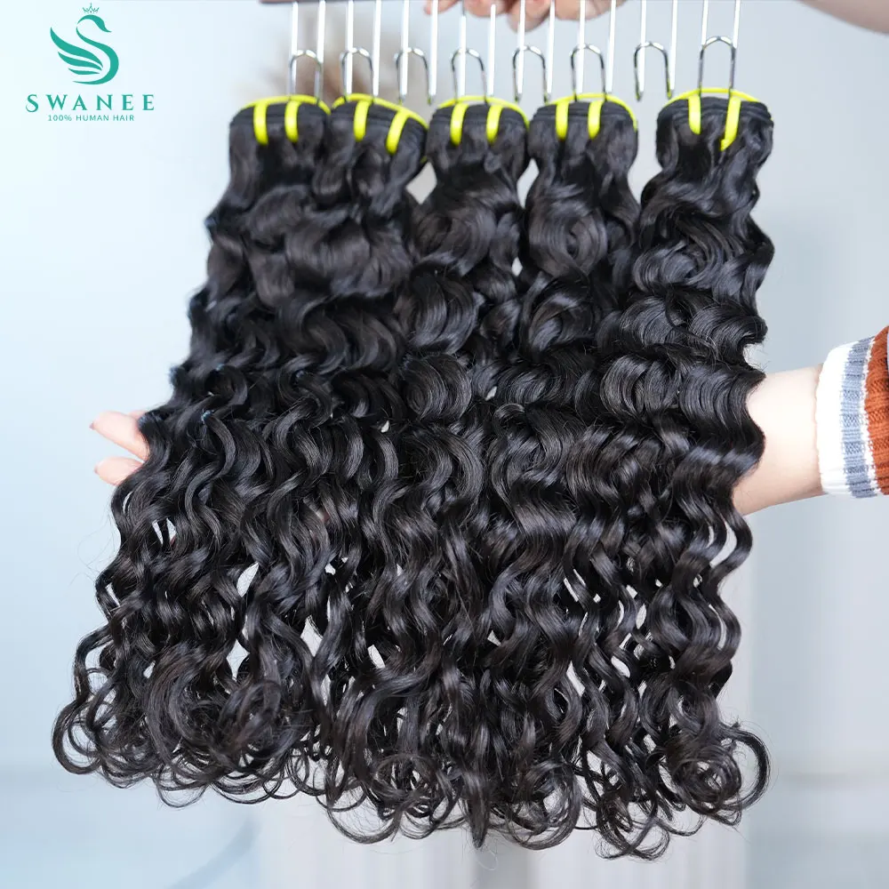 スワニー-ウォーターウェーブ人毛束-カールディープウェーブ-3束-ナチュラルブラック人毛-レミーヘア-100-人毛-ナチュラル
