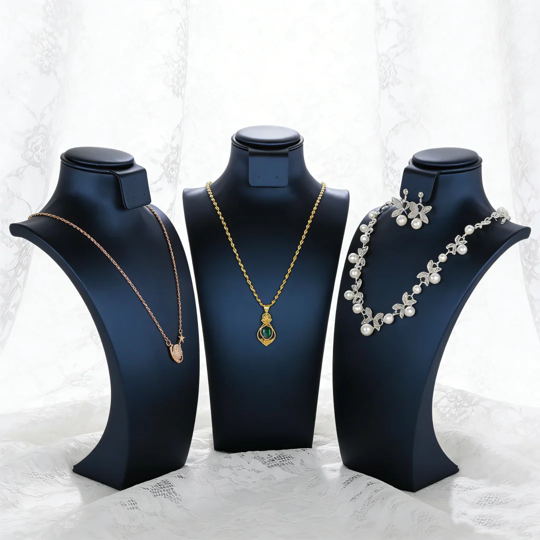 

Манекен-подставка для украшений из ПУ кожи, регулируемый набор из 3 предметов для демонстрации ожерелий и серег, многофункциональный держатель для ювелирных изделий