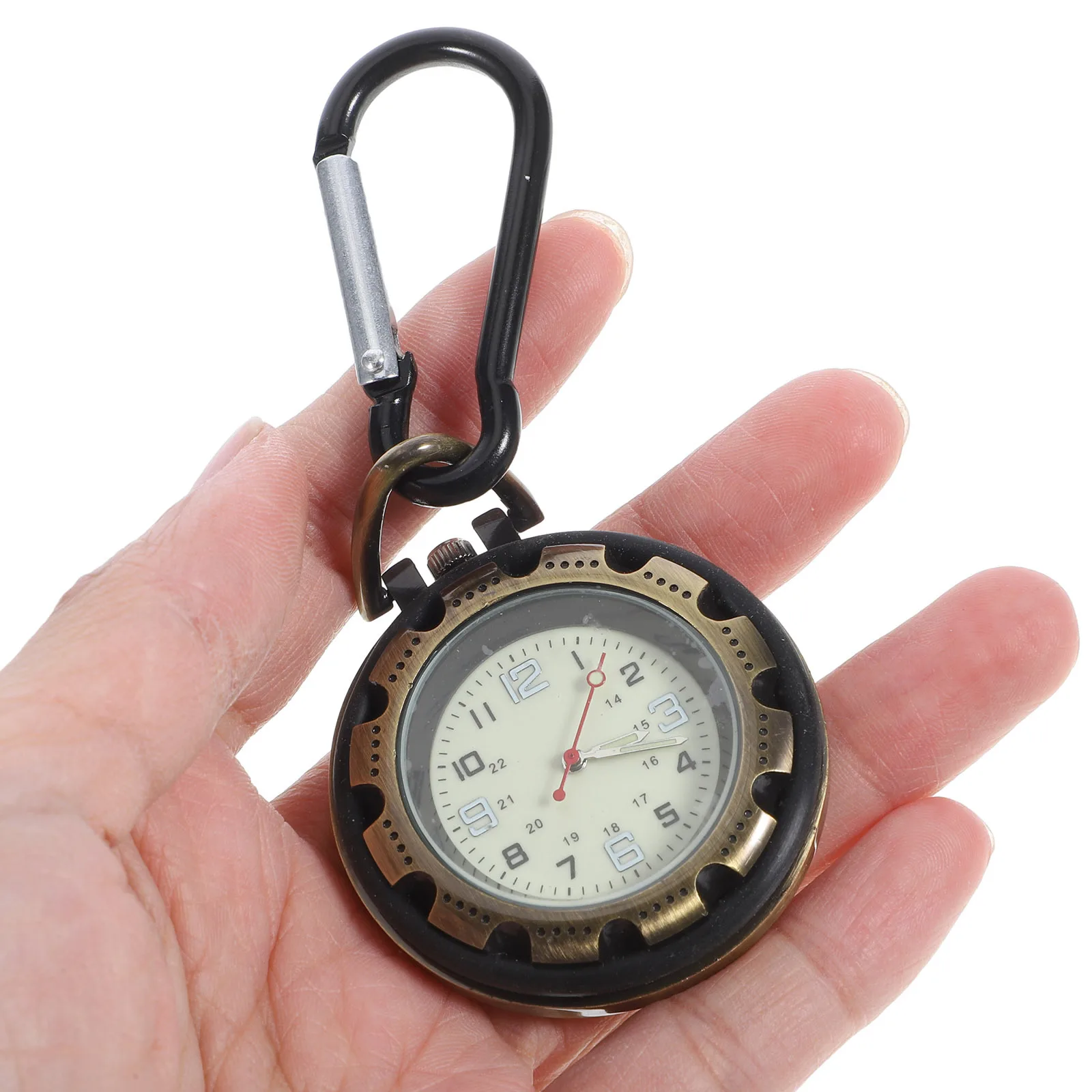 Outdoor Pocket Watch Carabiner Clip Mini Size Portable Hanging Buckle Backpack Clip Mountaineering Watch Glow in The Dark