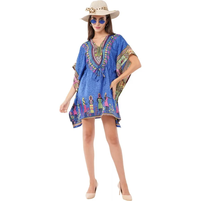 

Women’s Short Kimono Tunic Kaftan Plus Size Dashiki Caftan Summer Beach Wear