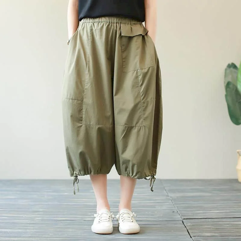 

Брюки-капри женские летние с эластичной резинкой на талии свободные повседневные рабочие брюки женские корейский стиль брюки Харадзюку женская одежда брюки Y2k