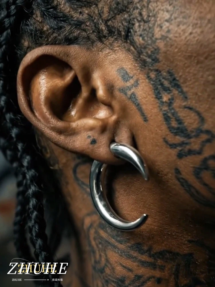 Punk-Stil, C-Form, Kupfermaterial, Schmuckzubehör, Creolen für Männer und Frauen, Gothic, coole Piercing-Ohrschmuckstücke, Streetwear