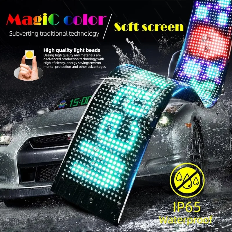 Devil's Eye RGB Car Sign Rogrammable Flexible LED Screen Matrix Panel Night Light for Store Hotel Bar/Truck Accessor