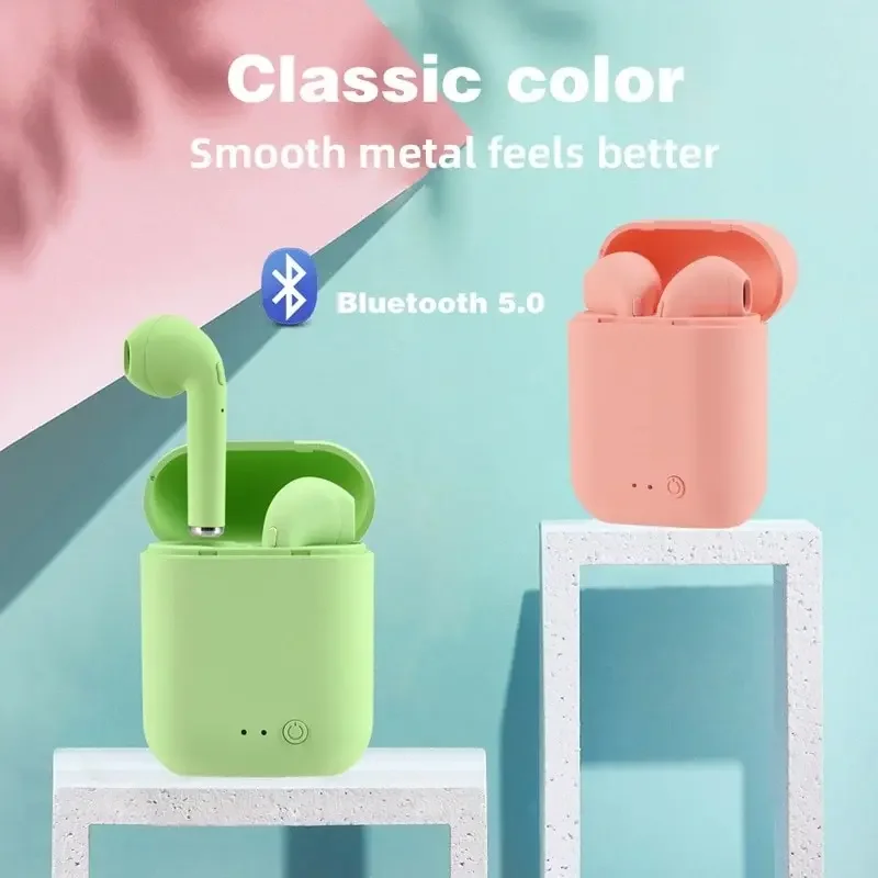 NewTWS i12 earphone Mini-2 Bluetooth 5.0, earbud olahraga nirkabel pengurang kebisingan dengan mikrofon