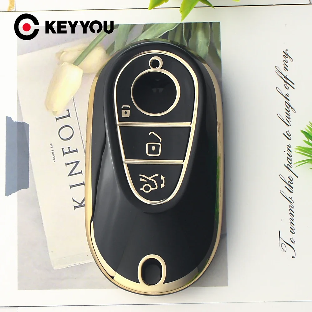 KEYYOU TPU Key Case Cover Car Accessories Protector For Mercedes Benz S400L S450/S500 MaybachS480 Keychain Holder Keyring Shell