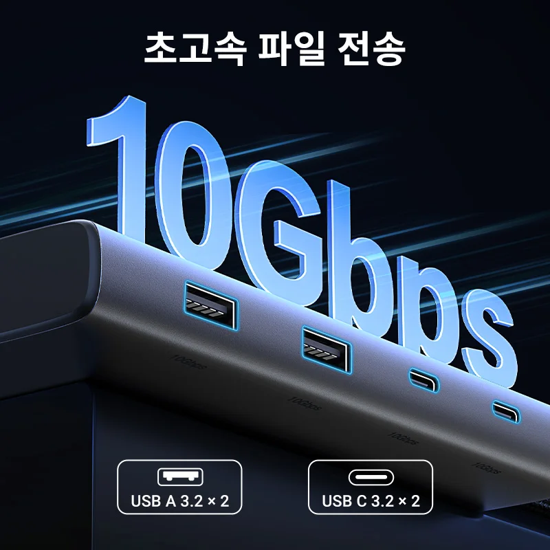 UGREEN USB C 허브 10Gbps 트리플 디스플레이 4K HDMI 어댑터 8-in-... - 4