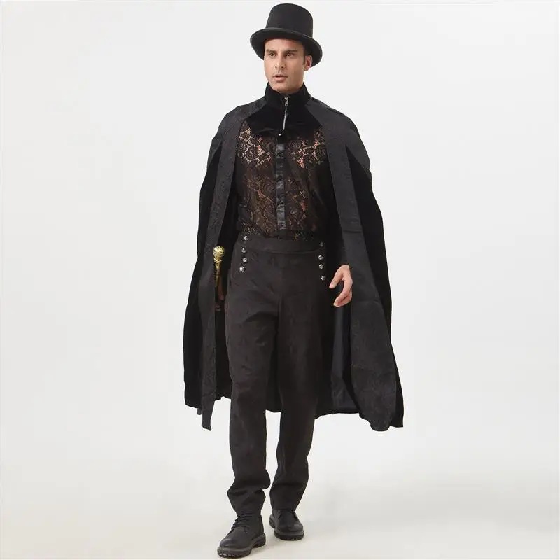 

loween Court Gentleman Men's Coat Autumn Winter Stage Performance Costume Par Embroidered Outerwear Coat Robe