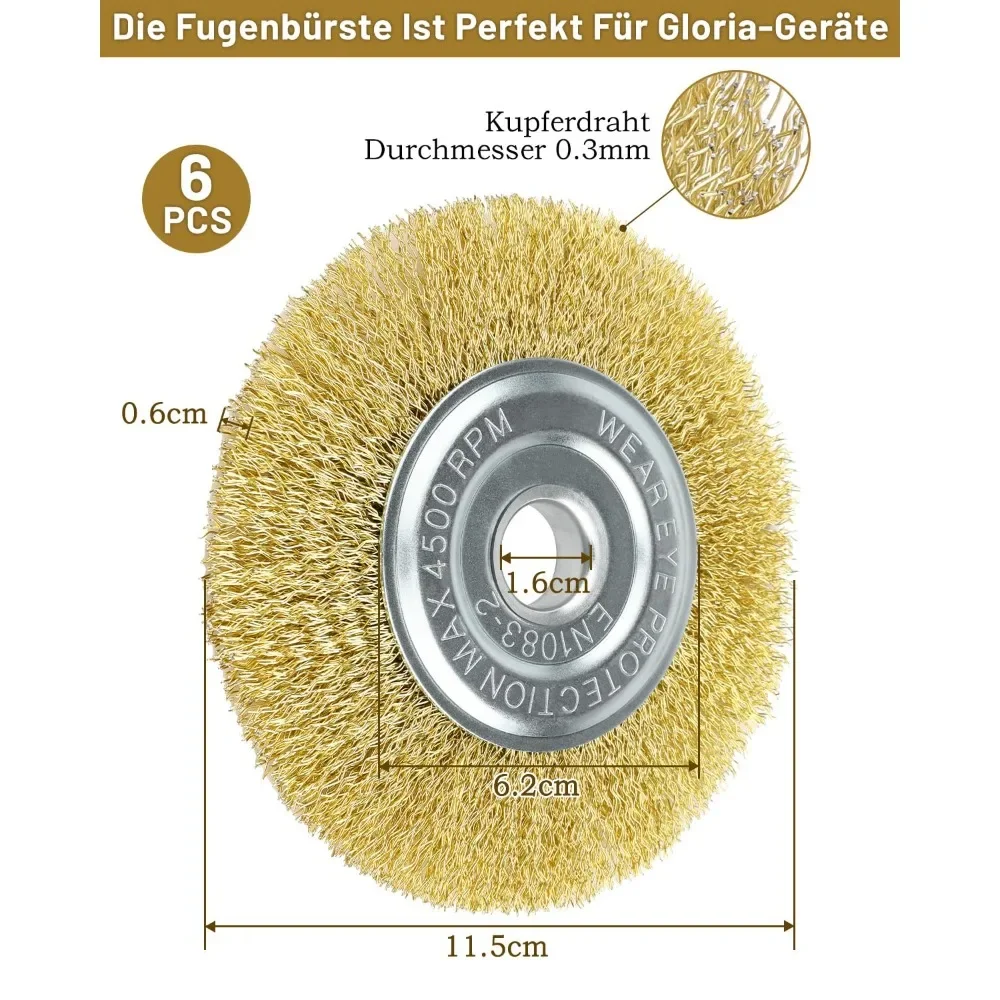 115mm Drahtbürste für Ryobi RAC814 RY18PCA-0 Terrassenreiniger Metall-Schalenbürste Pflasterfugen-Unkrautentfernung Stahlzubehör – Detail 3