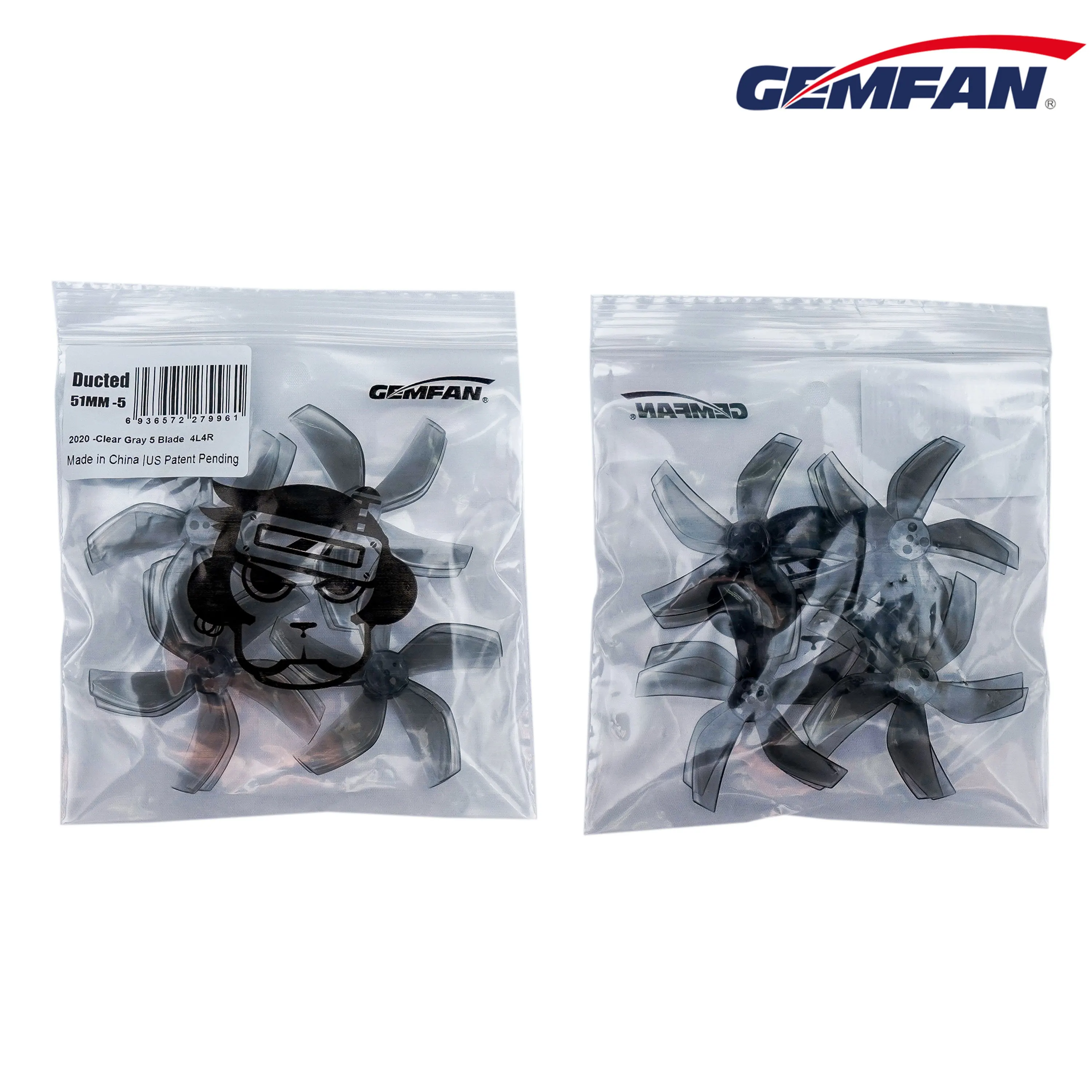 Gemfan D51-5 51mm Ducted 5-Blade Props (4Pairs), 1.9 Pitch, 1.5mm Shaft