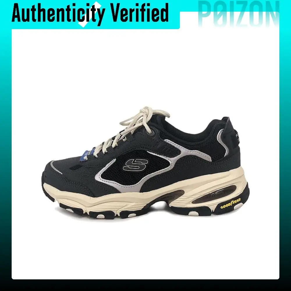 Skechers AIR COOLED MEMORY Abrasion Resistant Breathable Hiking Shoes Women's Black Beige Silver 180247-BKSL