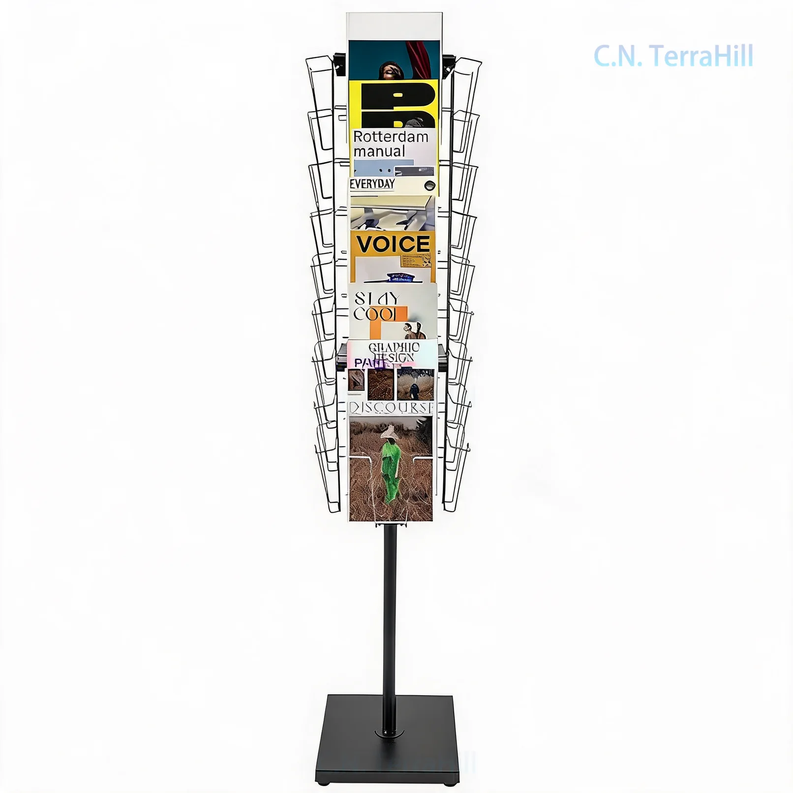 Freestanding Magazine Rack Display Stand for Brochures, Flyers, Catalogs, and Document Storage