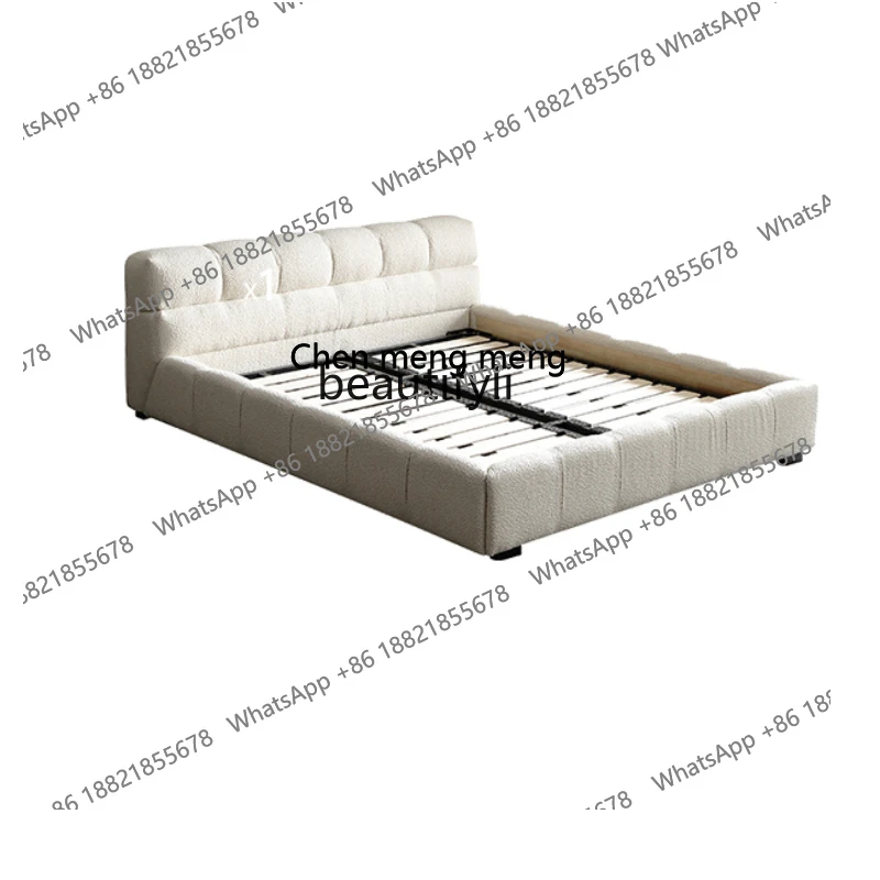 Cream Style Puff Cloth Bed Small Apartment Sink Nordic Simple Modern Master Bedroom 1.8 Double Bed