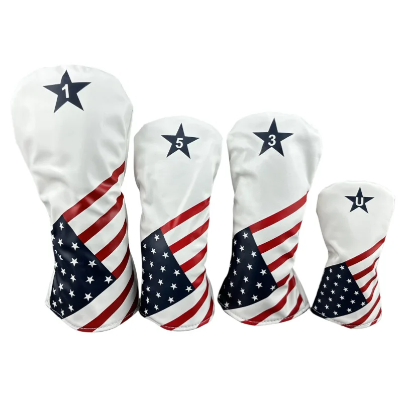 USA Stars Wooden Club Cover 1Pcs Set American Flag Driver Fairway Hybrid Protective Golf Club Headcover