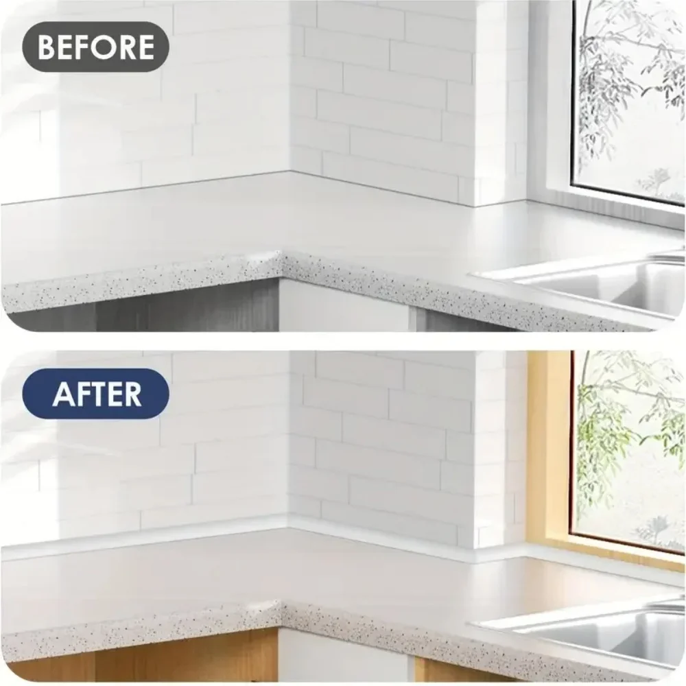 1 قطعة 39.37inX0.5in مرنة ربع جولة صب ذاتية اللصق تقليم ، مقاومة قشر وعصا صب المطبخ بلاط الحمام حافة #5