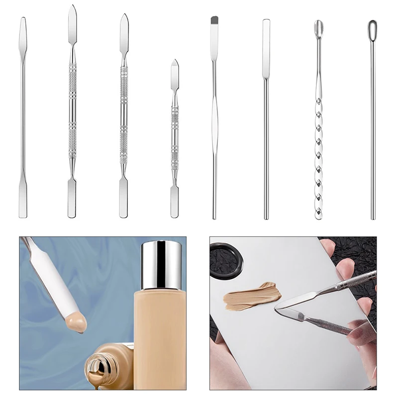 Single ou Dual Heads Maquiagem Espátula, Aço Inoxidável Mixing Stick, Foundation Cream Mixing Tool, Maquiagem Cosmética Ferramenta