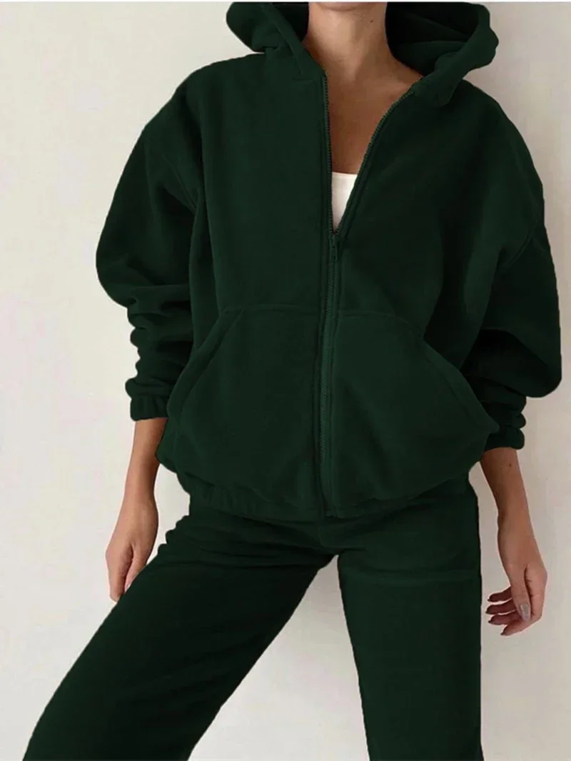 Streetwear Fleece 2 Piece Sets Women Outfit Autumn Clothes Women 2024 Hoodies Top and Pants Sets Casual Sweatsuits Woman Sets