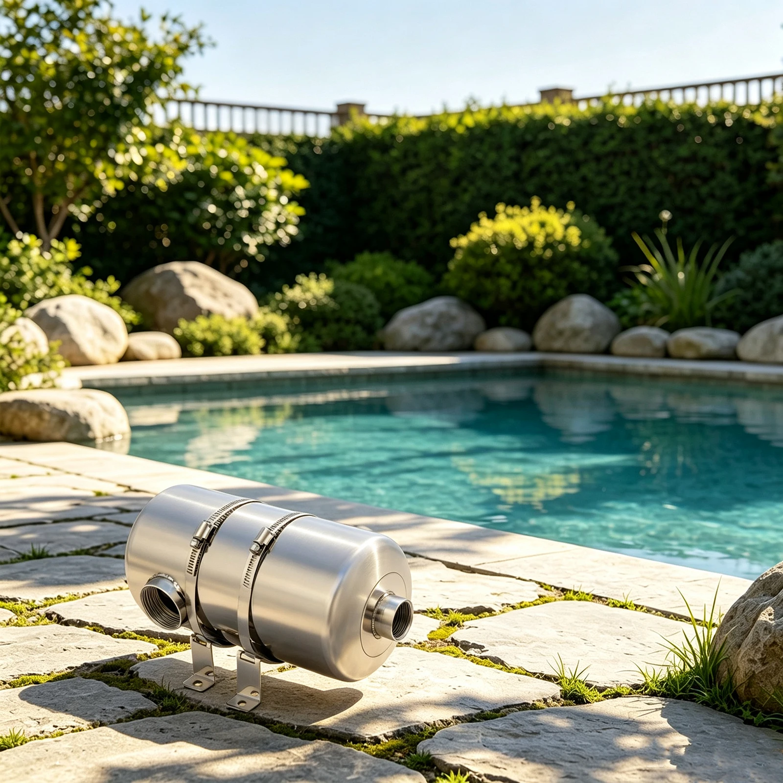 Schwimmbad-Wärmetauscher 28kW, Pool-Heizgerät 28kBtu/h mit 40GPM Durchfluss, 304 Edelstahl für Spa-Whirlpool – Detail 4