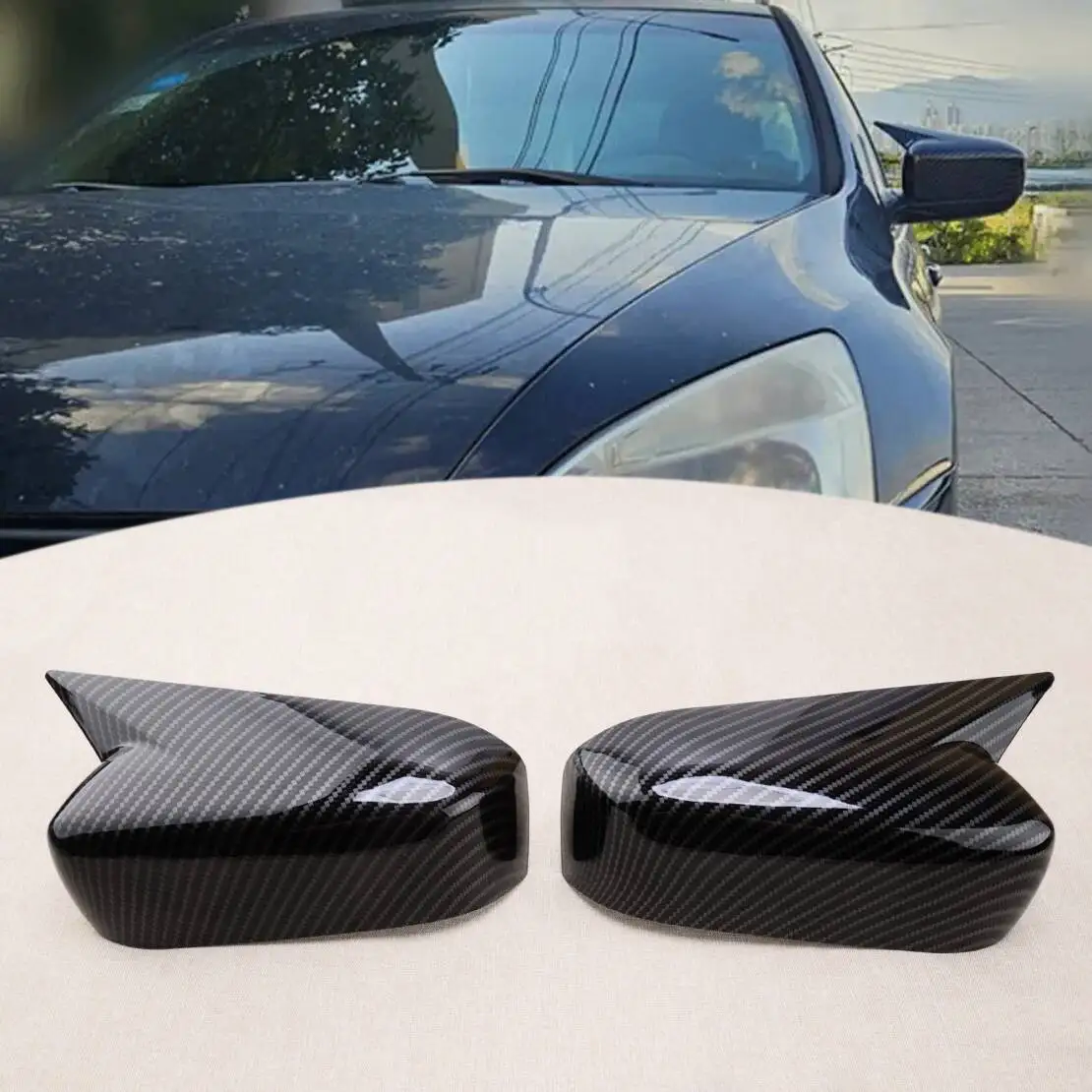 

Текстура из углеродного волокна, стиль ABS, 1 пара OX, боковая крышка зеркала заднего вида, накладка, подходит для Honda Accord 2003-2007