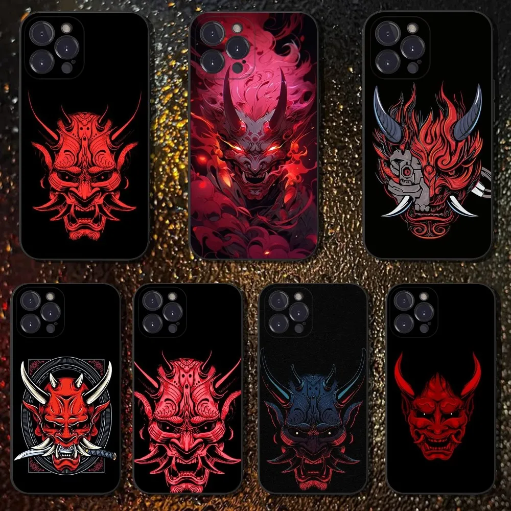 

Samurai Demon Mas Phone Case For iPhone 16,15,14,13,12,11 Plus,Pro Max,XS,X,XR,SE,Mini,8,7,Soft Silicone Black Cover