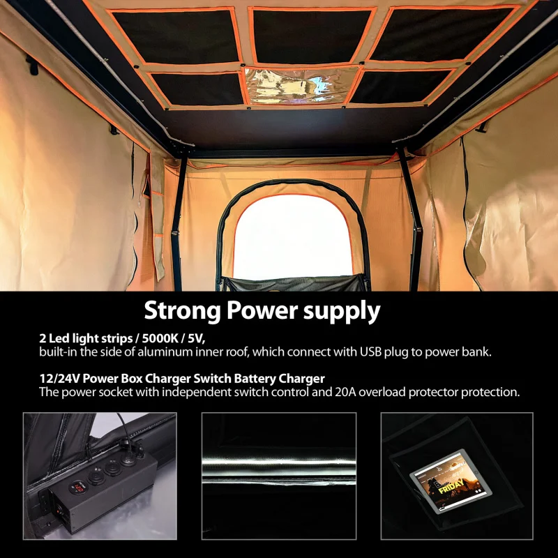 High Quality Aluminum Alloy Rooftop Tent Quick Open Foldable Tent Waterproof Sunproof SUV 4WD Outdoor Camping Overland