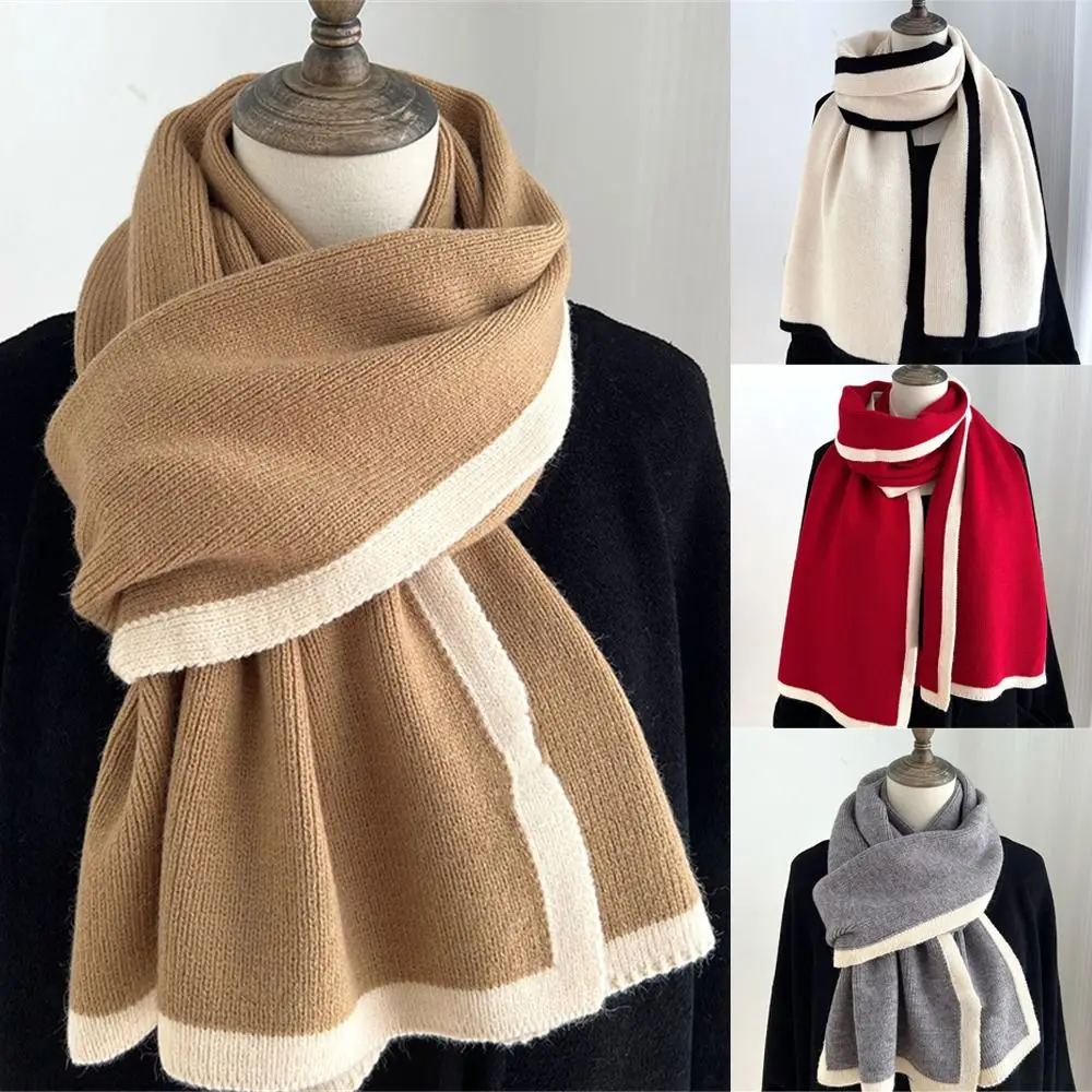 Fashion Winter Warm Wool Scarf Elastic Striped Knitted Scarves Thick Neckerchief for Women Female