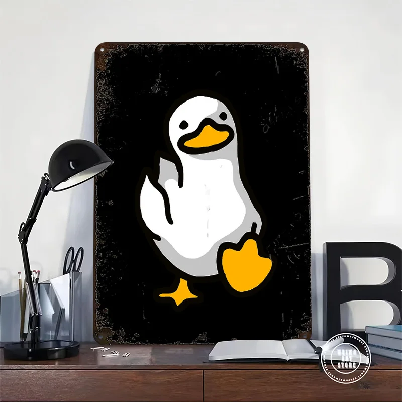 Funny White Duck Metal Poster Customized Wall Art Retro Vintage Metal Signs for Man Cave Bar Accessories Living Room Decoration