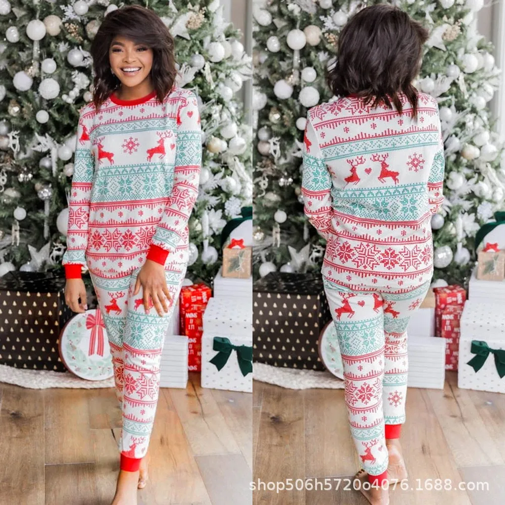 Amazon Ebay2022 European and American Christmas new family wear home set pajamas