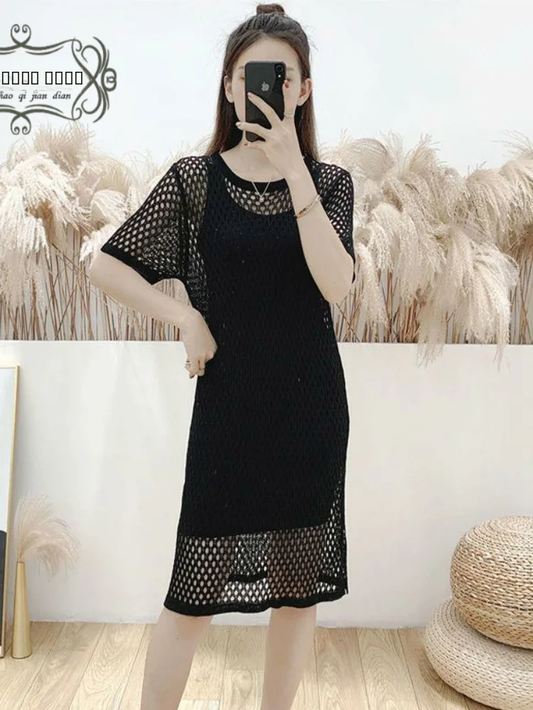 سترة محبوكة طويلة بقصة ضيقة، سترة صيفية رفيعة جديدة للحماية من الشمس، سترة نسائية فضفاضة مكيفة الهواء، سترة عصرية