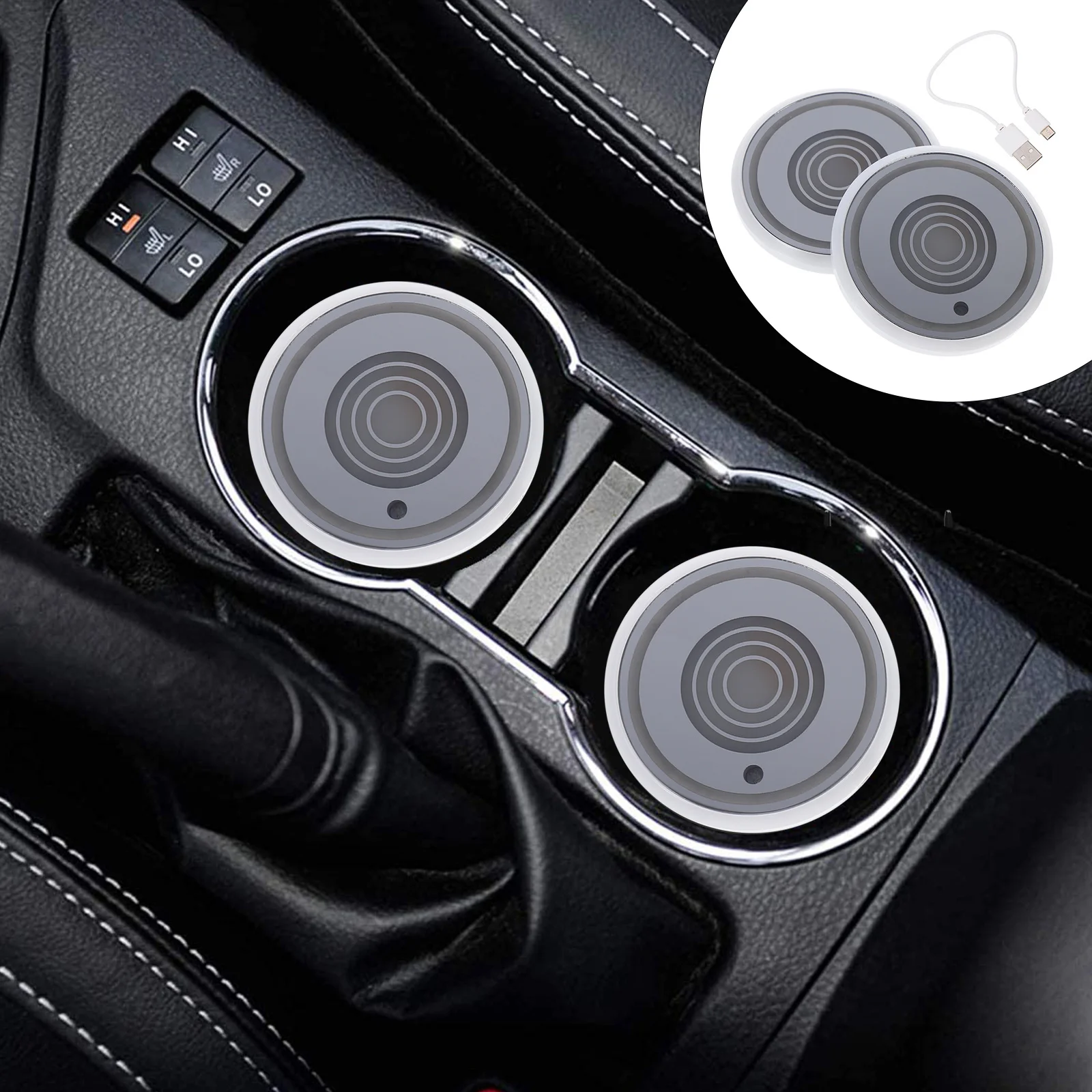 

1 пара светодиодных автомобильных подставок, 7 цветов, USB аккумуляторная подставка для чашки с 3 режимами освещения для украшения внутреннего освещения автомобиля, стильное