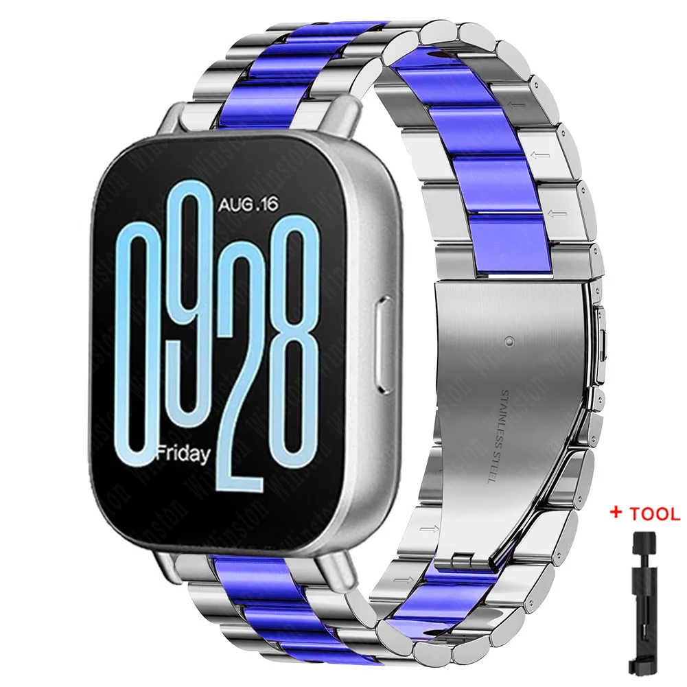 CAOWTAN 22 mm Edelstahlarmband für Redmi Watch 5 Active 5 Lite Metallarmband für Xiaomi Redmi Watch 3 Active 3 Lite Armband 8