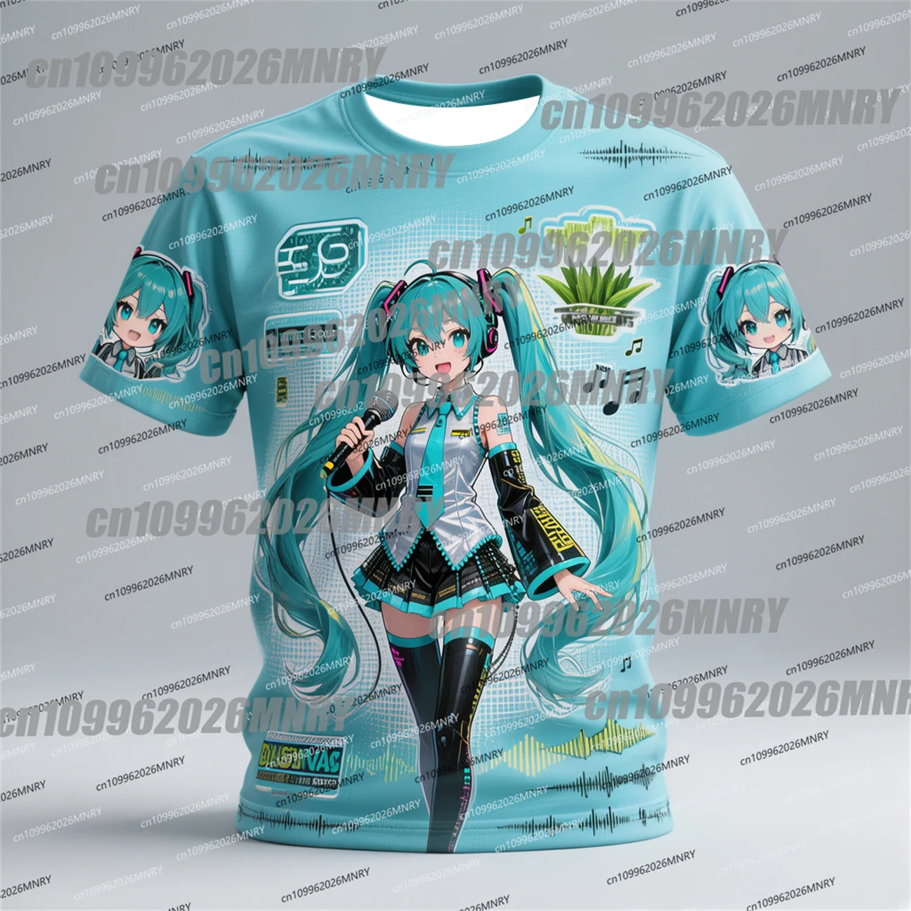 Casual Kids Short Sleeve Tops Hatsune Miku Cosplay T-Shirt Anime Miku Memorable Moments Graphic Tee for Men's Shirts