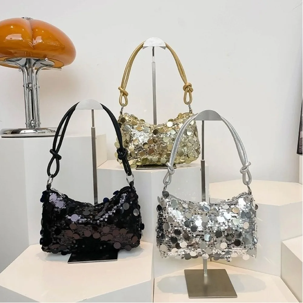 

Fashion Sparkling Sequin Shoulder Bag Secure Zipper Daily Shiny Party Bag Korean Style Underarm Bag Dinner
