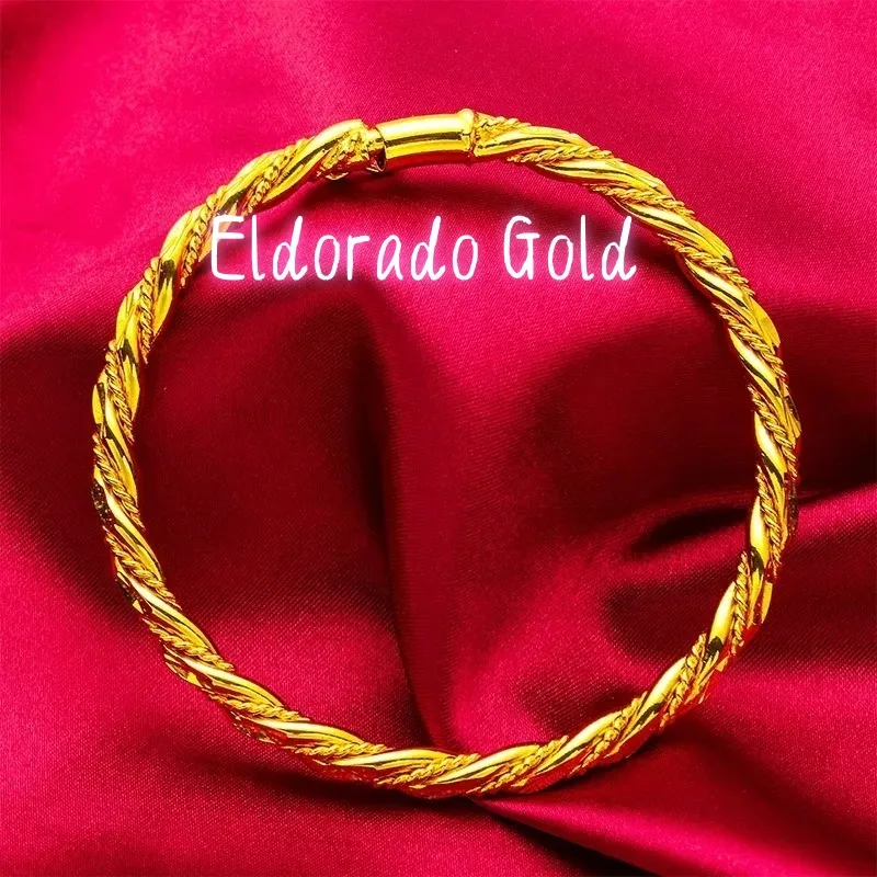 

Eldorado Gold Eldorado Eldorado 4mm Women's 24K (AU999) Buckle Twist Bracelet | 3D Bamboo Twist, Filigree Bamboo With Moonstone