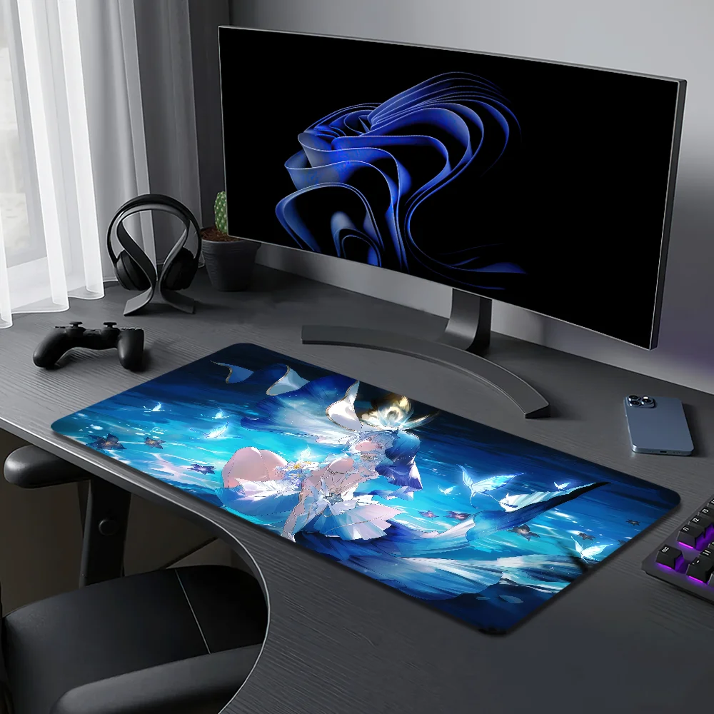 Game Wuthering W-waves Shorekeeper Mouse Pad Large Desk Mat Keyboard Ergonomic Office Rubber PC Non-slip Anti-fray Home Custom B
