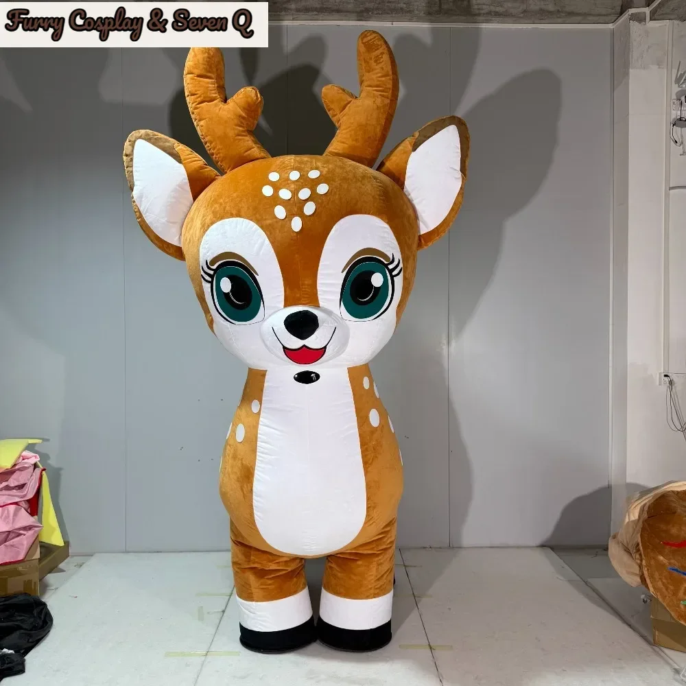 Inflatable Spotted Deer Mascot Costume Walking Doll Clothes Halloween Carnival Fancy Party Suits No Charger No Battery