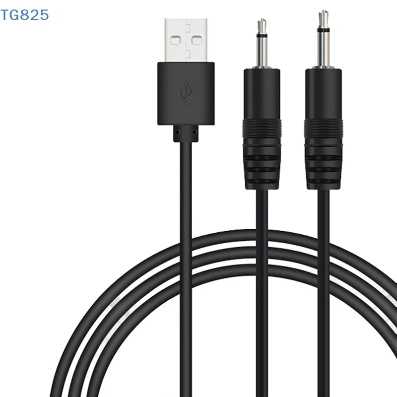 【AN】USB to AUDIO DC 2.5mm Charging Cable Vibrator Charger Cord for Rechargeable Wand Massager(Black 24AWG)