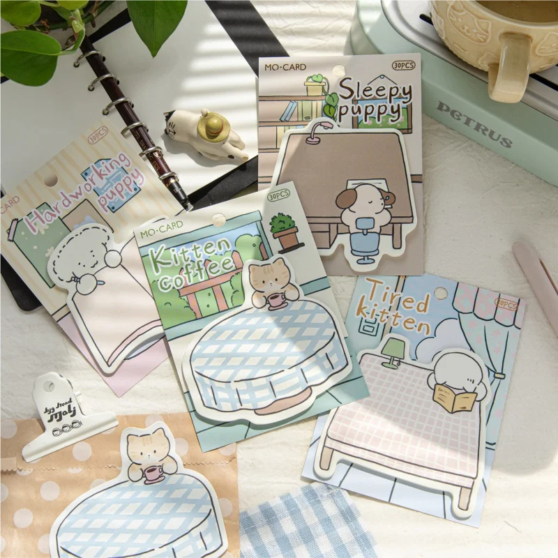 24pcs/lot Kawaii Cat Dog Memo Pad Sticky Notes Cute Stationery Label Notepad Planner Sticker Post School Supplies