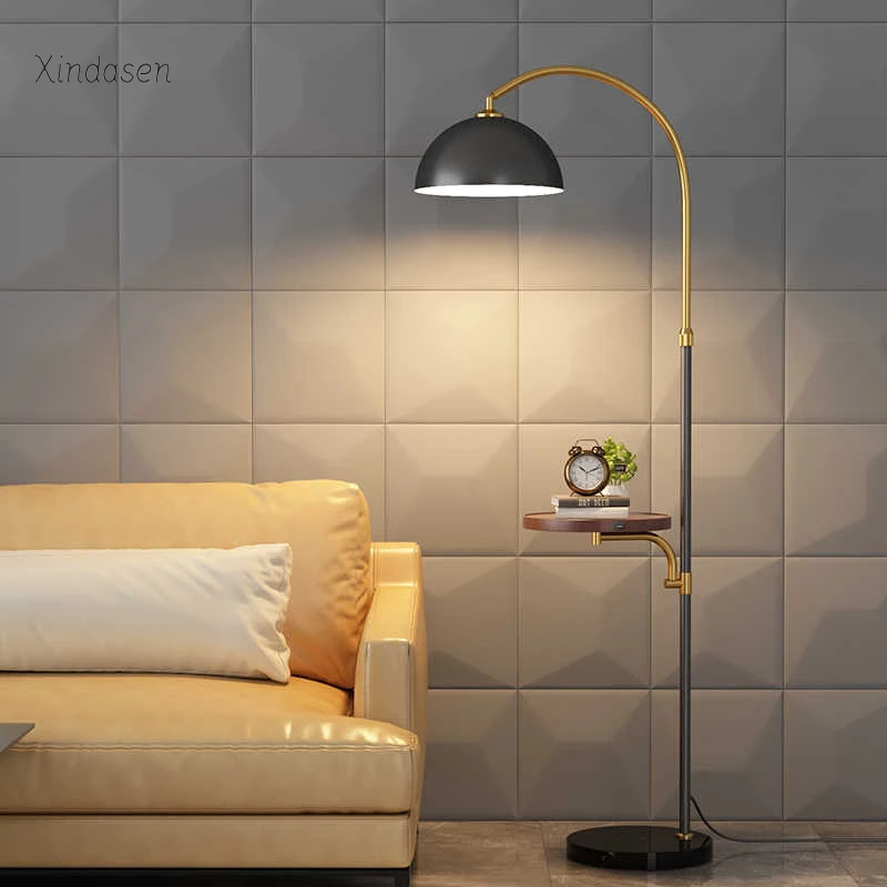 Modern Luxury Fishing Floor Lamp For Living Room Bedrom Bedside Light Wireless Charge Sofa Side Reading Standing Lamp With Table