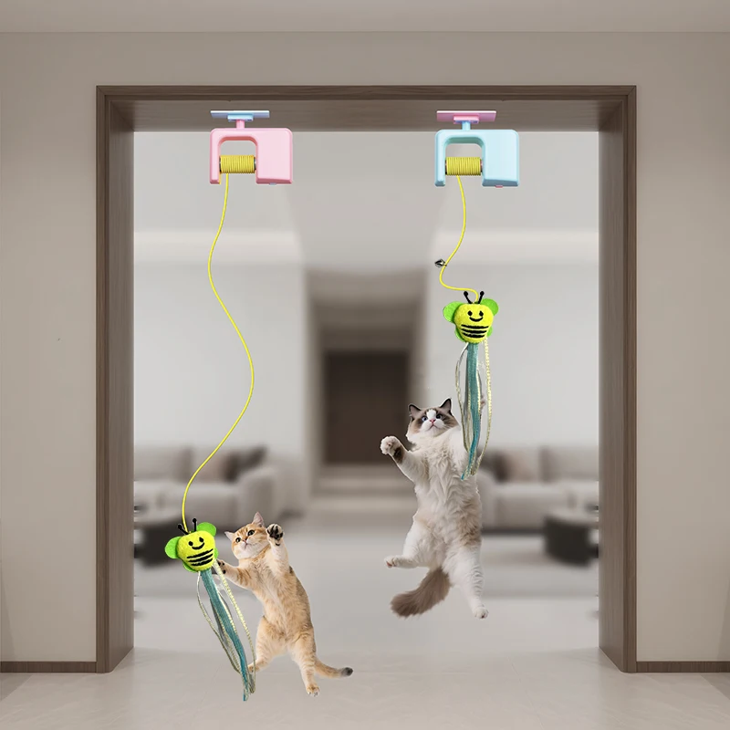 Interactive Hanging Cat Retractable String RechargeableToys for Indoor Kittens and Bored Adult Cats with 3 Flying Feathers image 2