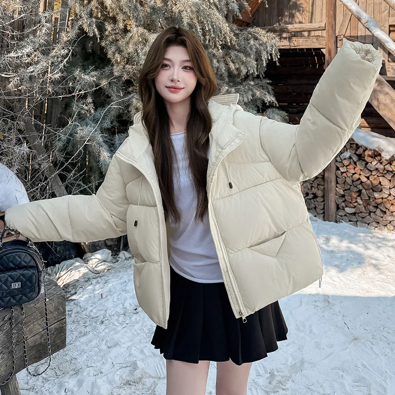 Down Cotton Jacket Women 2025 Short Loose Thick Winter Fashion Thick Warm Hooded cotton-padded women's Cotton Coat Clothing