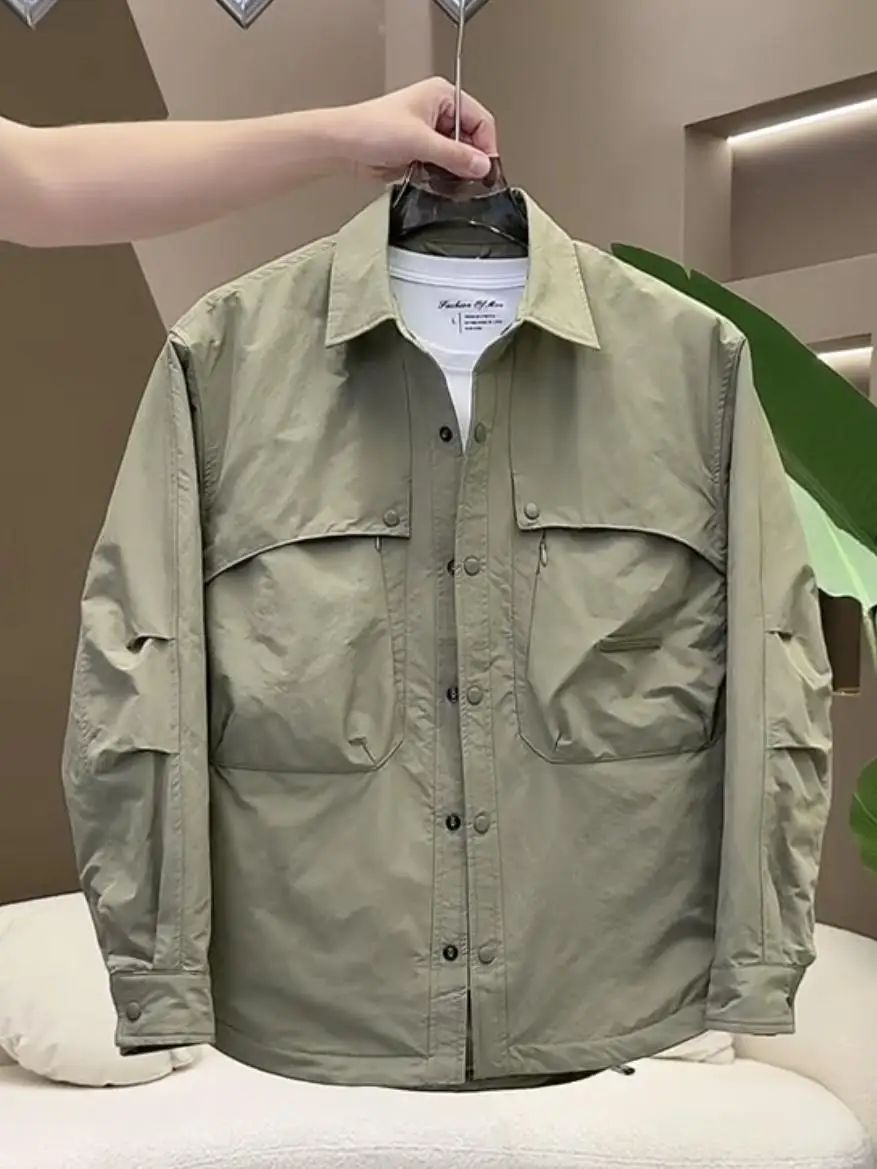 

Autumn Winter Thiened Casual Workwear Jaet Men's Faion Loose Fit Collar Stand up Cotton Blend Coat Youth ular Sle