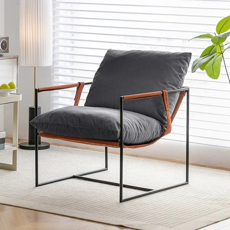 A Nordic single sofa chair living room light luxury simple balcony single chair Italian sofa single chair