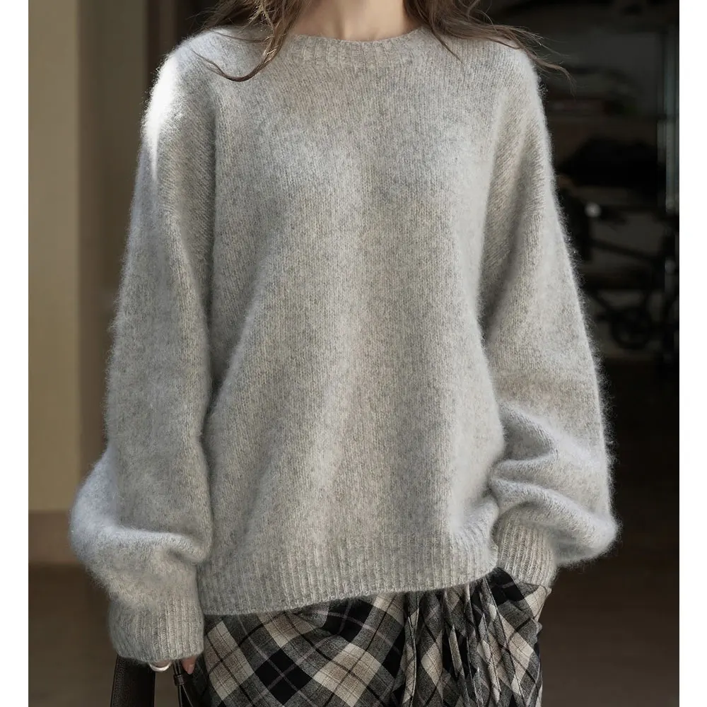Women Warm Wool Knitted Sweater O-Neck Loose Style Pullovers Autumn Clothes Tops For Women Fashion High Quality Clothing