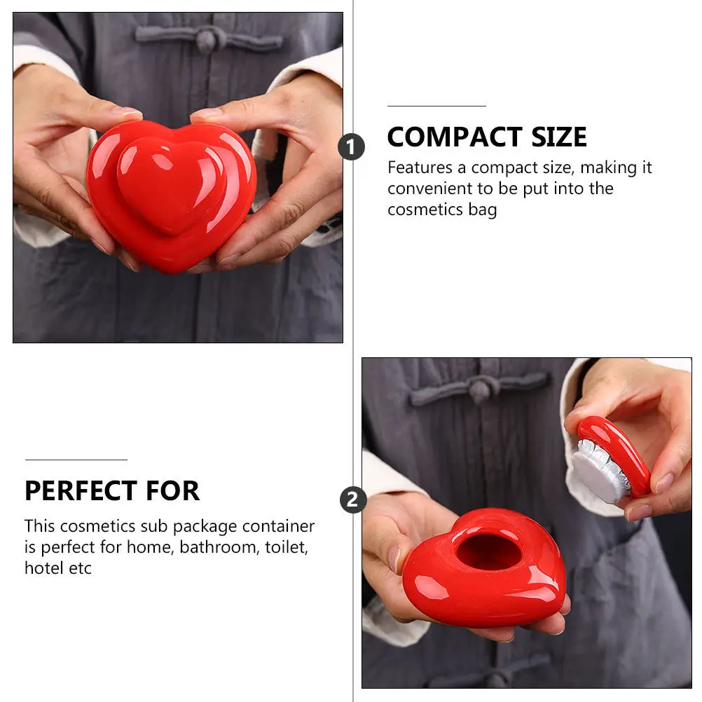 4Pcs Heart Ceramic Balm Jars Portable Containers Dustproof Lid Makeup Storage Boxes for Lip Balm Face Cream Travel Bag - view 2