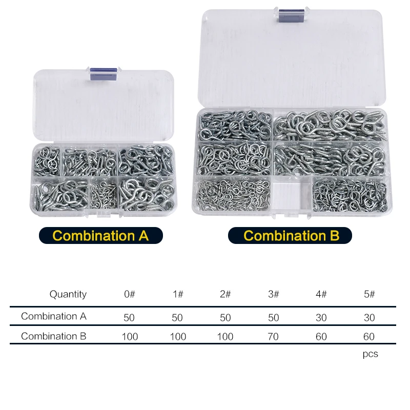 80–490 Stück silberne Ösenhaken, Schraube, Metall, 0,67 Zoll, 11,1 Zoll, Haken und Öse, kleine Ösenschrauben (0 # -5 # )