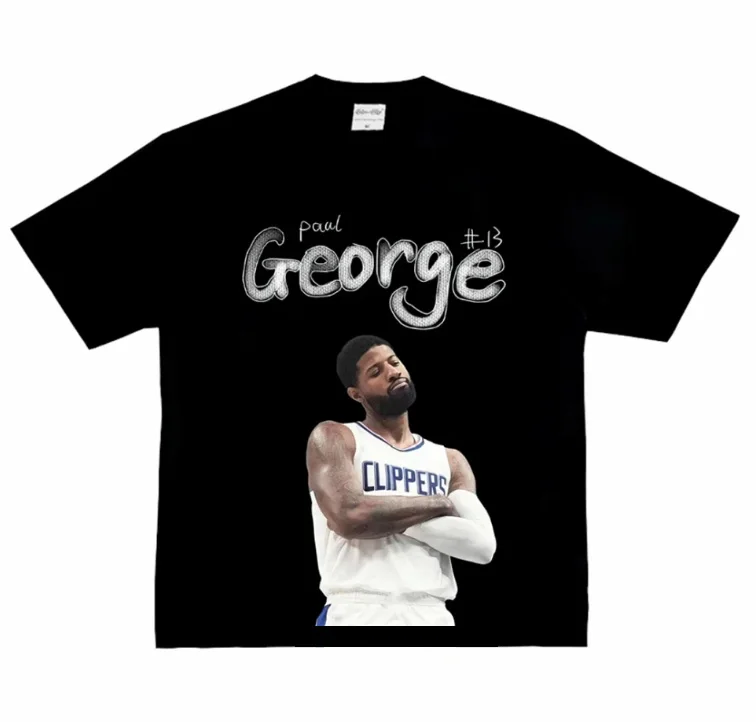 أزياء الرجال تي شيرت كرة السلة ستار الأمريكية كبير رئيس طباعة قصيرة الأكمام القطن تي شيرت فضفاض الشارع ارتداء قمم الملابس