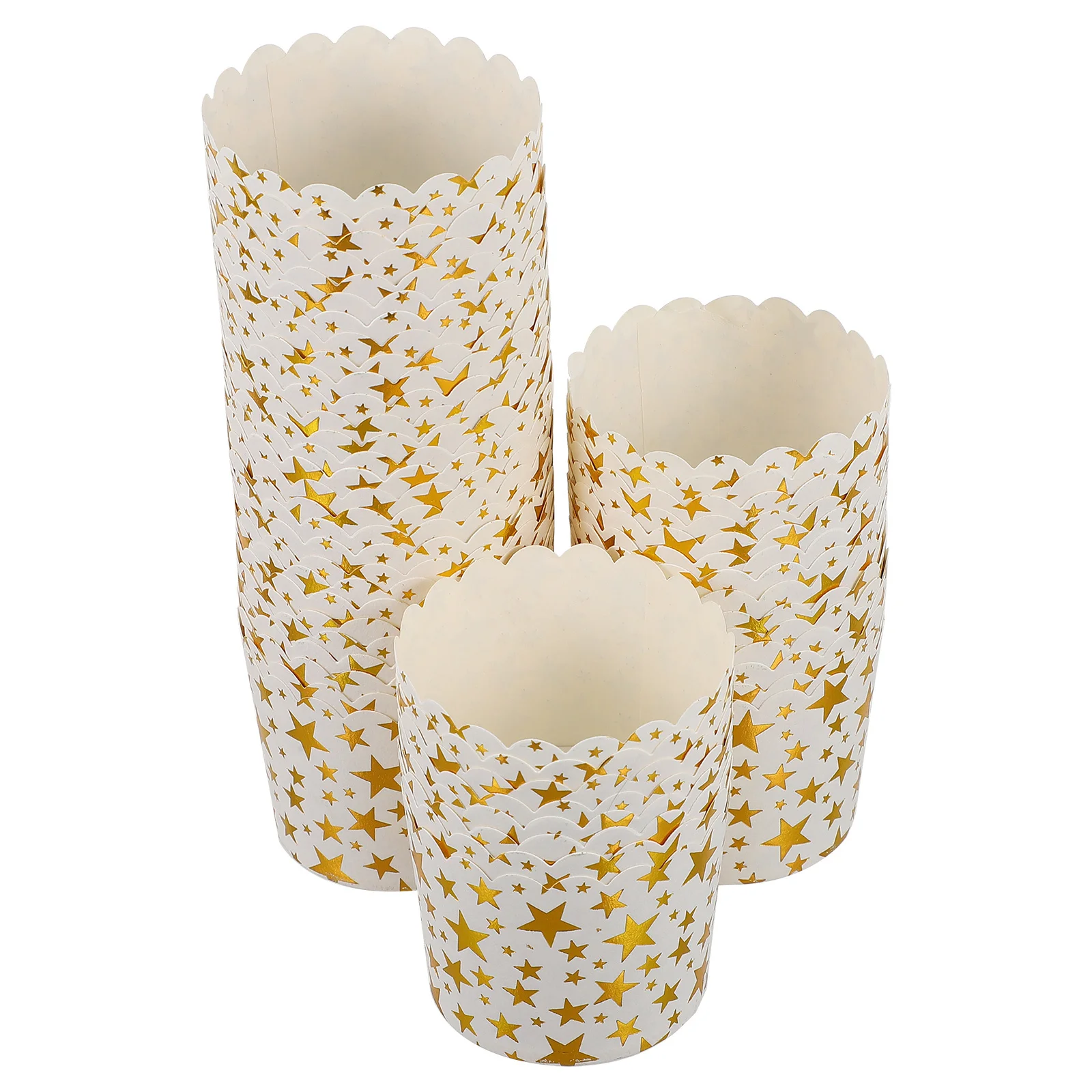 

50Pcs Paper Cupcake Holders Bronzing Star Pattern High-Grade Disposable Muffin Cups for Weddings Birthday Showers Party Baking