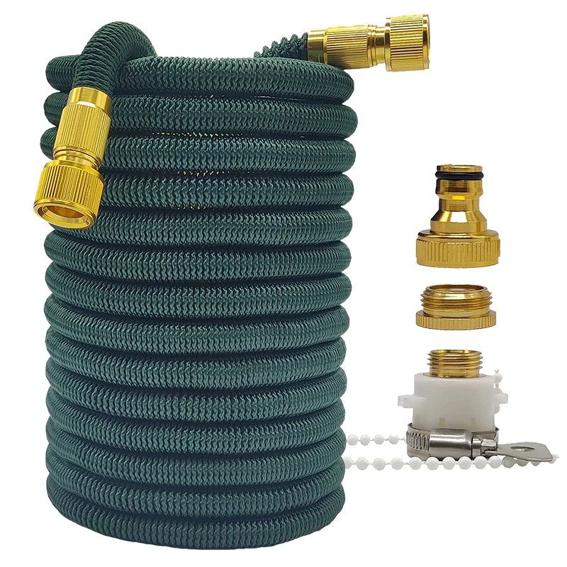 Expandable High Pressure Garden Water Hose Double Metal Connector 25-100FT Magic Water Pipes for Car Wash Garden Farm Irrigation