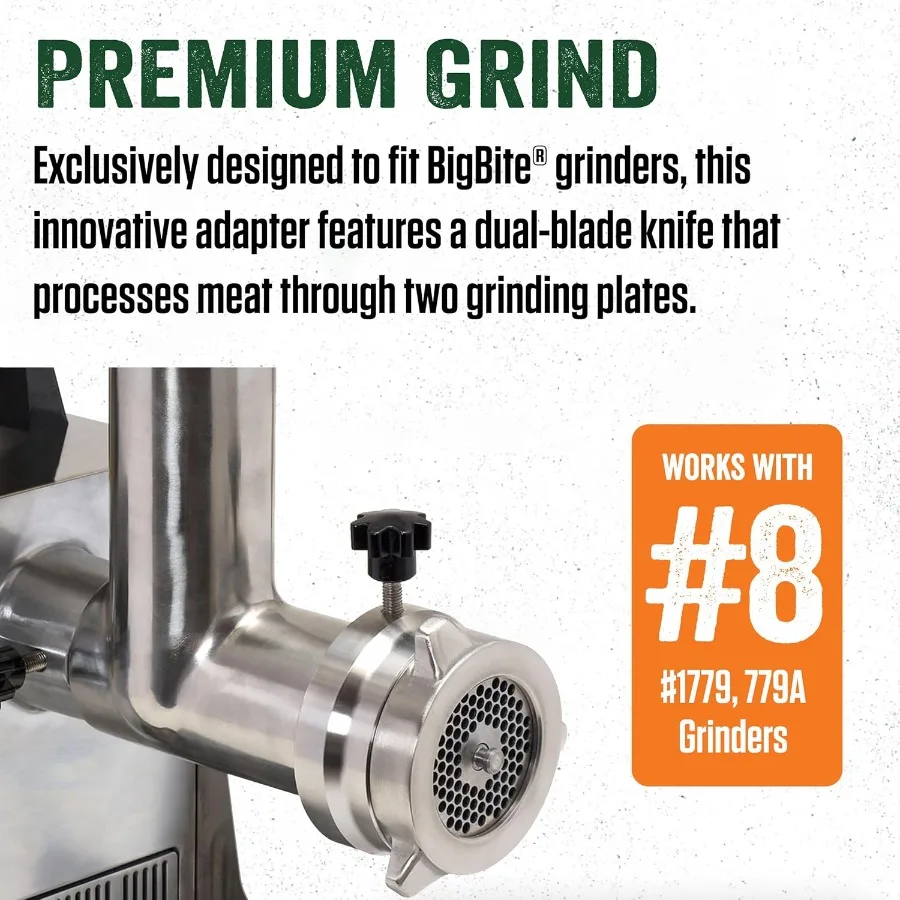 8 محول DualGrind مرفق مفرمة اللحم من الفولاذ المقاوم للصدأ للاستخدام المنزلي في المطبخ، حل طحن متين وفعال مثالي